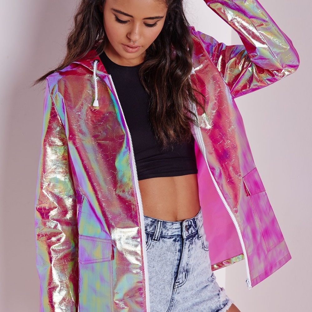 Holographic Festival Rain Jacket - Easy to pack